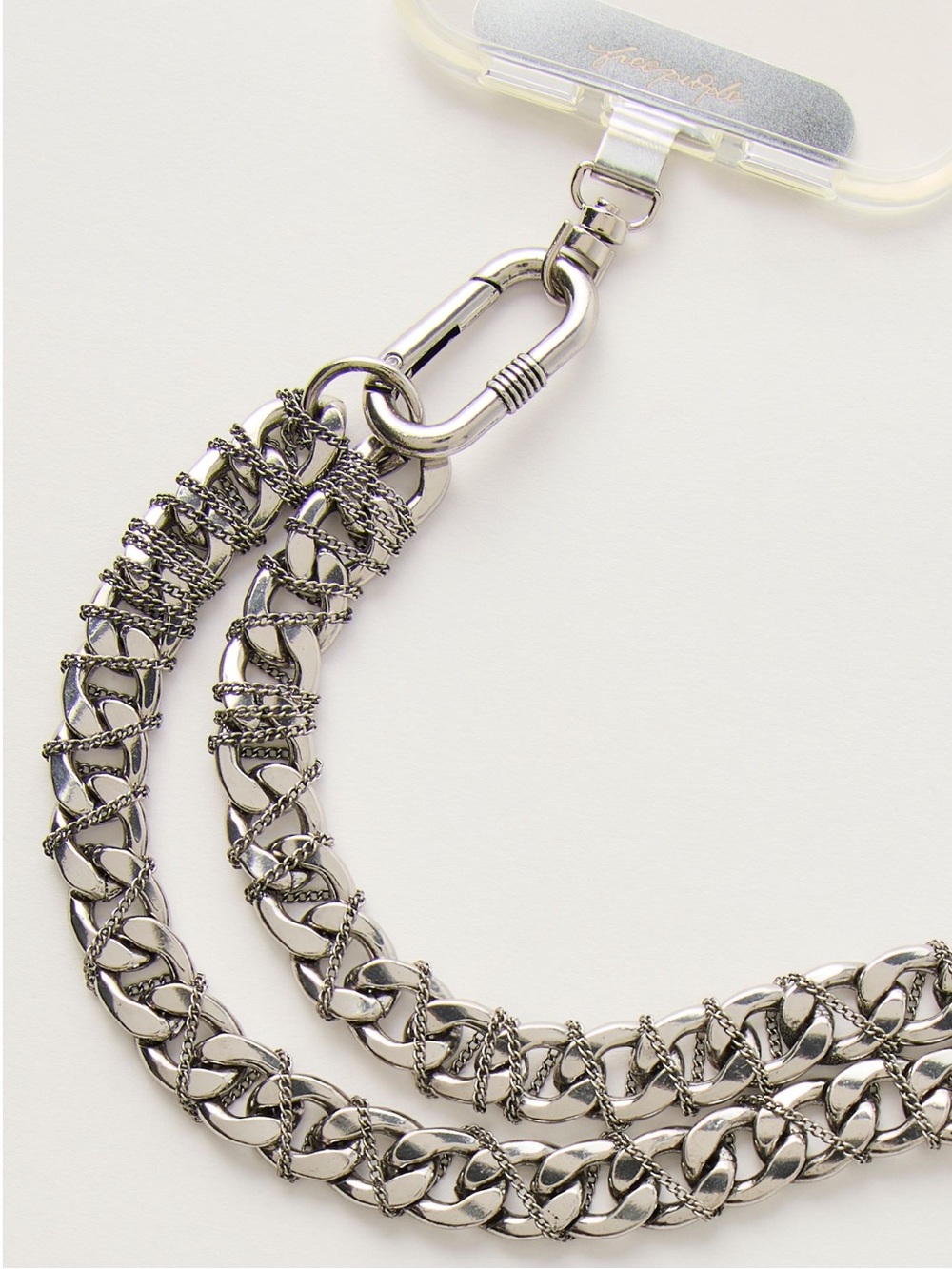 NWT Free People Chunky Chain Phone Crossbody in Rhodium - Picture 2 of 2